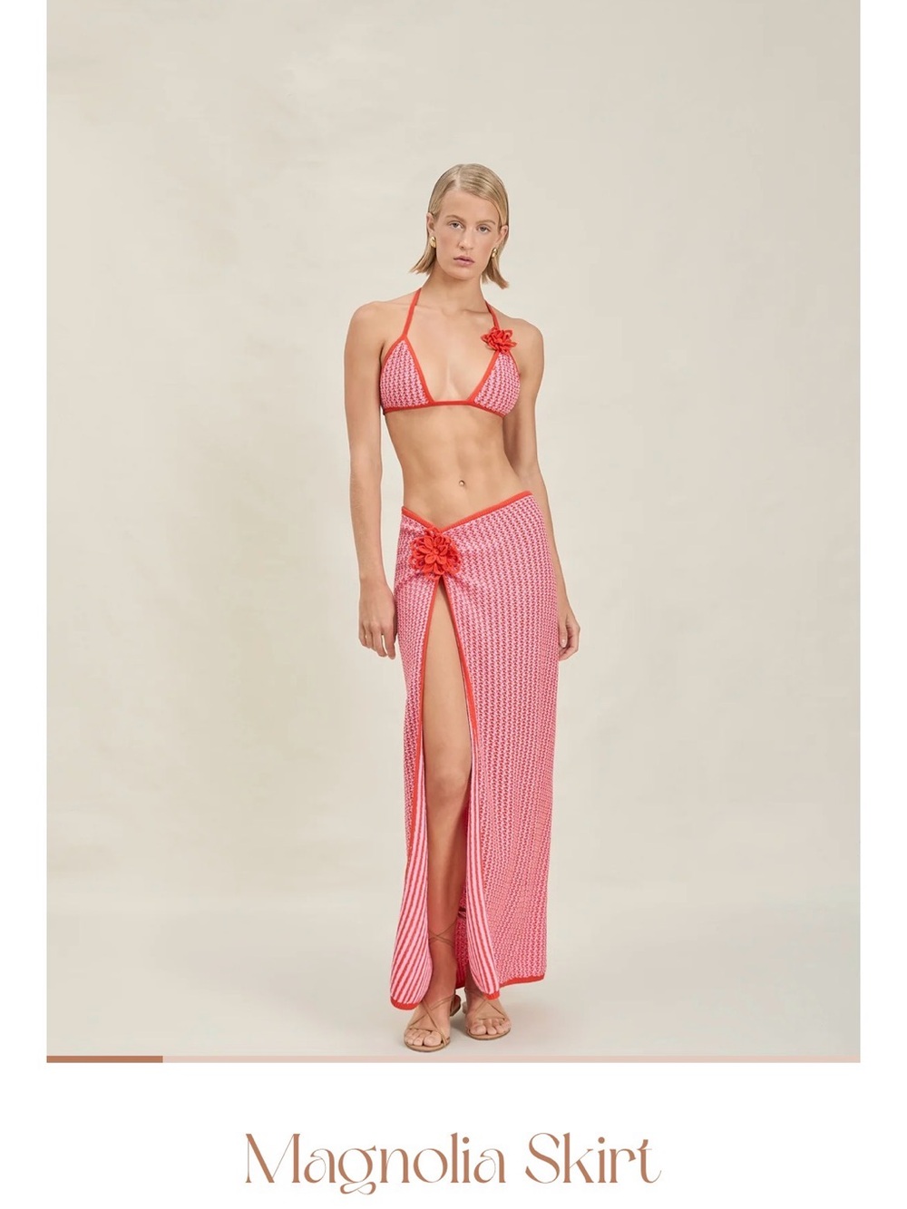 Devon Windsor Magnolia Pink Crochet Beach Skirt